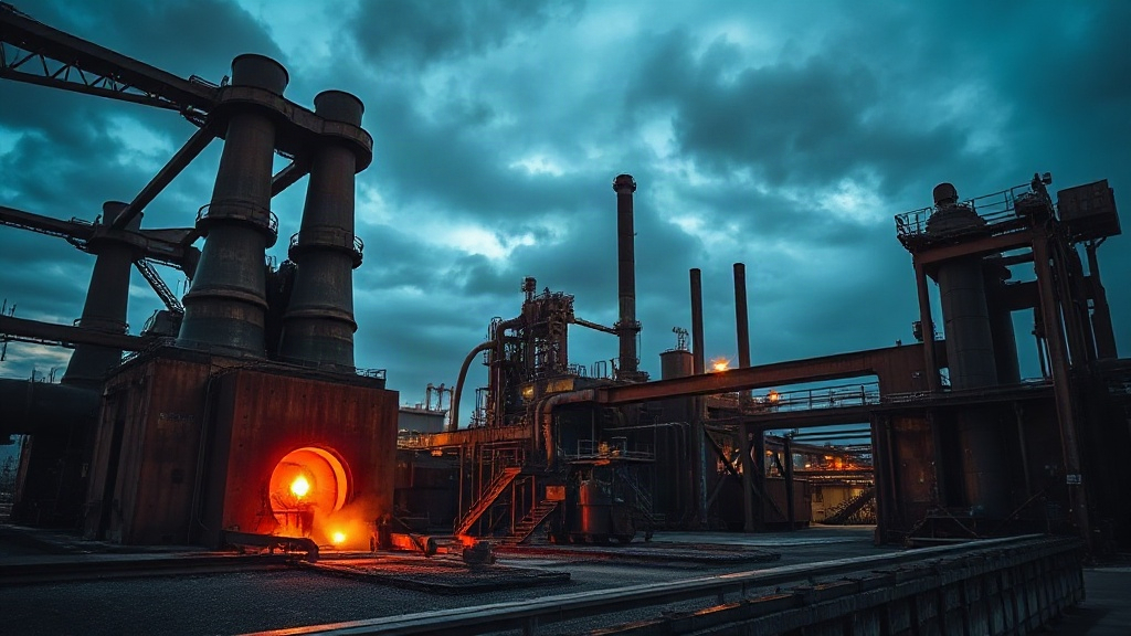 Blast furnace and mill at dusk